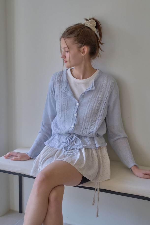 HAINT - 가디건 - CHLOE SUMMER RIBBON CARDIGAN_BLUE