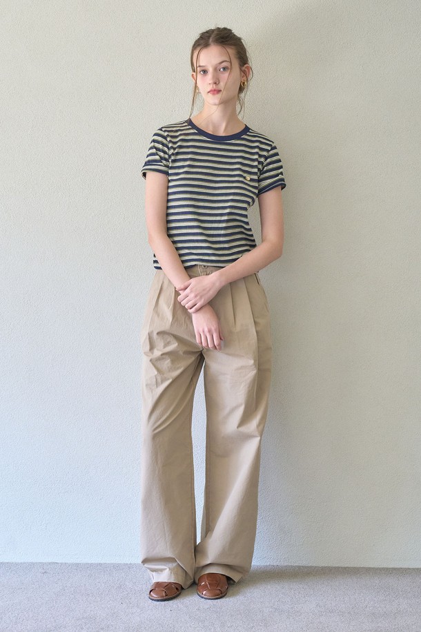 HAINT - 반소매 티셔츠 - BEE TWOTONE STRIPE T_NAVY