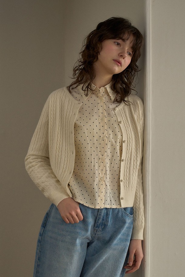 HAINT - 가디건 - BEAN CABLE CARDIGAN_IVORY