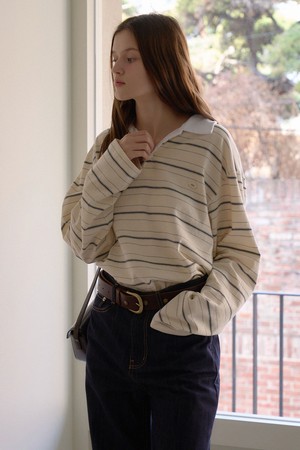 SIYA STRIPE COLLAR LUGBY T