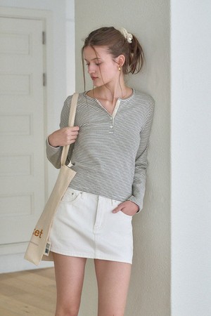 COSY BUTTON ST LONG SLEEVE T_IVORY