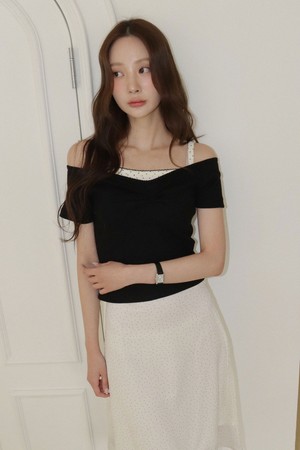LYON 2WAY SHIRRING OFF SHOULDER T_BLACK