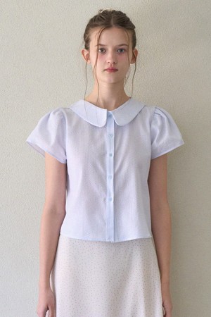 COSMO COLLAR PUFF SLEEVE BLOUSE_SKY BLUE