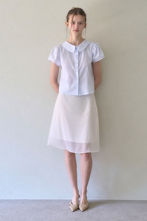 PARIS DOT CHIFFON LAYERED SKIRT_IVORY