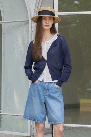 VLENI LINEN ROUND CARDIGAN_NAVY