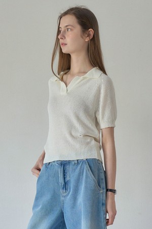 NIA OPEN COLLAR HALF KNIT_IVORY