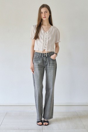 SIGNY LOW RISE WIDE PANTS_GRAY