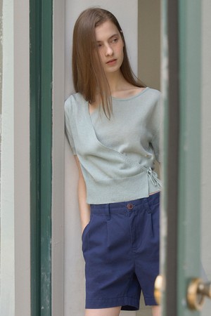 CUT OUT WRAP HALF KNIT_MINT