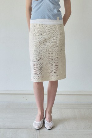 VANESSA EYELET MIDI KNIT SKIRT