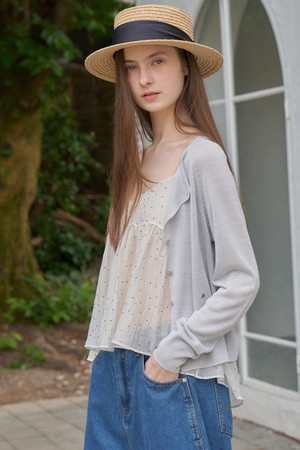 VLENI LINEN ROUND CARDIGAN_SKY BLUE