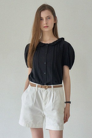 HARI NECK FRILL DOT BLOUSE_BLACK