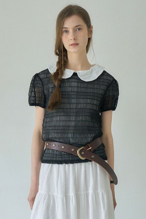 CREASE SEE-THROUGH HALF T_BLACK