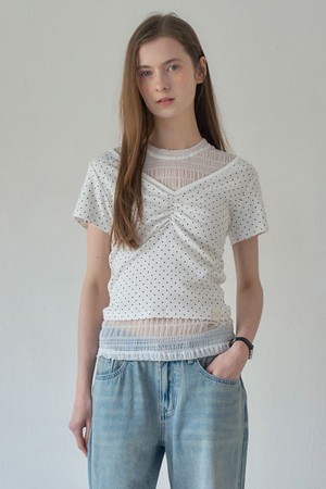 CREASE SEE-THROUGH HALF T_WHITE