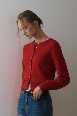 VERO ROUND NECK CARDIGAN_RED