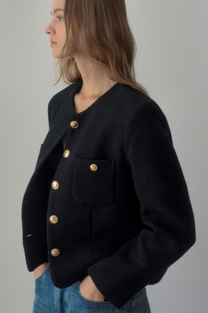 DEVON CLASSIC WOOL TWEED JACKET_BLACK