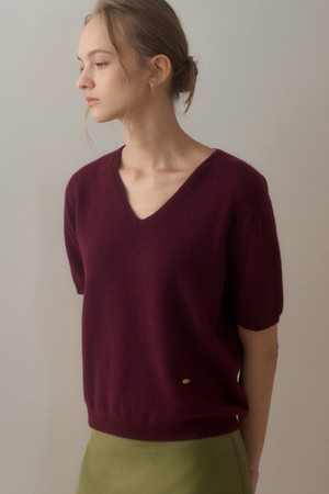 HOLE GARMENT SHORT-SLEEVE KNIT_WINE