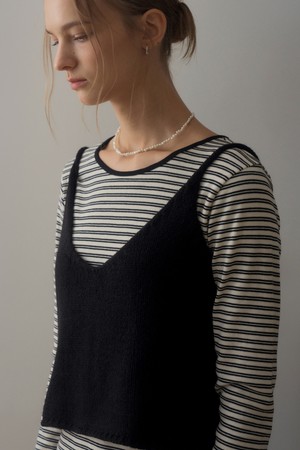 REAR STRING KNIT VEST_BLACK
