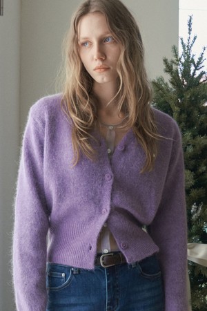 UNE ANGORA CARDIGAN_PURPLE