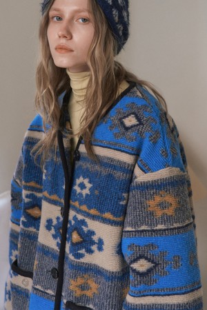 PURKA COWICHAN JACQUARD PADDING JUMPER_BLUE