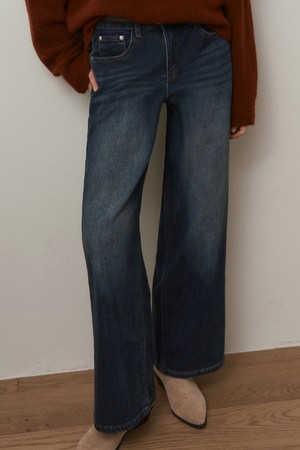 [기모] TEMBER WIDE DENIM PANTS_DARK BLUE