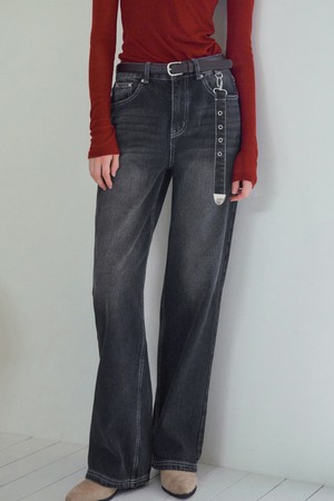 [기모] NOMERN KEYRING DENIM PANTS_BLACK