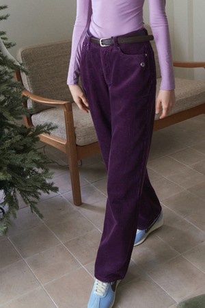HAZEL STRAIGHT-CUT CORDUROY PANTS 6COL_PURPLE