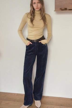 HAZEL STRAIGHT-CUT CORDUROY PANTS 6COL_NAVY