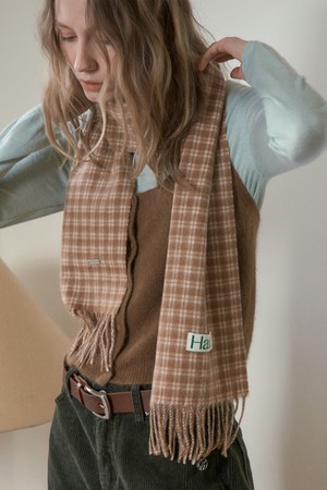 GRID WOOL CHECK MUFFLER_CAMEL
