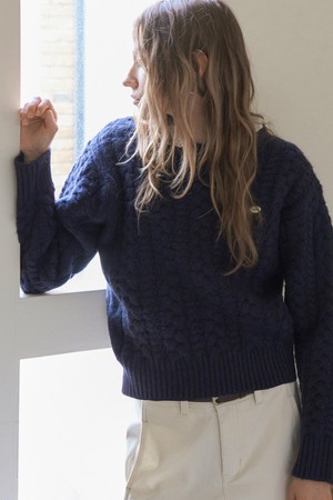 APED CABLE KNIT_NAVY