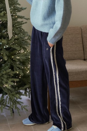 VELVET RELAXED TRACK PANTS_NAVY