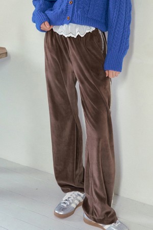VELVET RELAXED TRACK PANTS_BEIGE