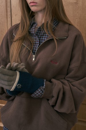 [기모]NORTH HALF ZIP-UP SWEAT SHIRTS_BROWN