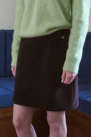 SAGE KNEE-LENGTH CORDUROY SKIRT_BROWN