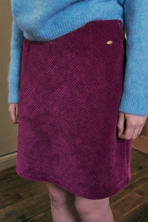 SAGE KNEE-LENGTH CORDUROY SKIRT_PLUM