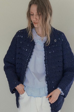FLAT CROCHET CARDIGAN_NAVY