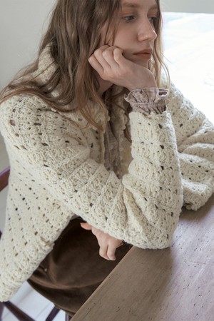 FLAT CROCHET CARDIGAN_IVORY