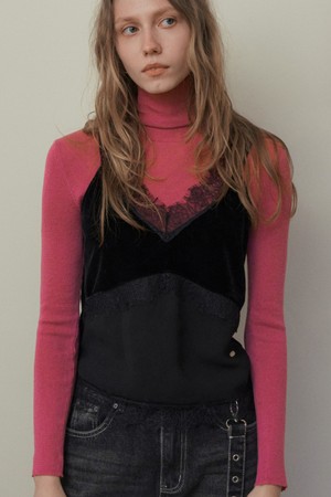 LACE VELVET LAYRED BUSTIER_BLACK