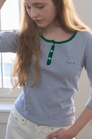 STRIPE HENRY-NECK T-Shirts 2COL_BLUE