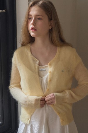 SHEER HAIRY SOFT CARDIGAN 3COL_YELLOW