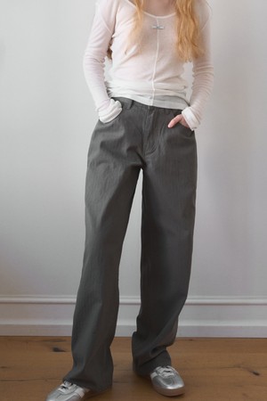 SEMI WIDE STRAIGHT COTTON PANTS 2COL_KHAKI