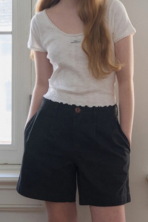 CLASSIC STANDARD STRAIGHT FIT COTTON SHORT PANTS 4COL_BLACK
