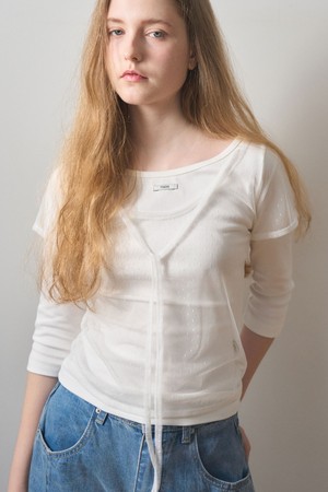 DOT SHEER LAYERED VEIL T-SHIRT 3COL_BLACK,BROWN,IVORY