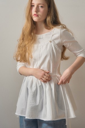 PINTUCK LAYERED BUSTIER MINI ONE-PIECE_IVORY