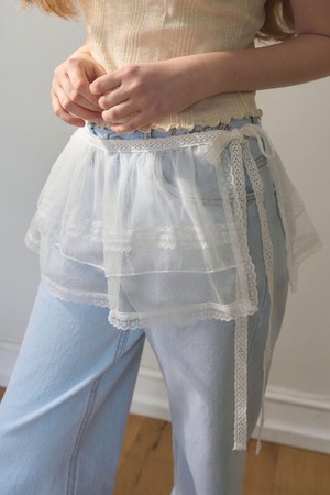 DOUBLE LAYERED RUFFLE SKIRT_IVORY