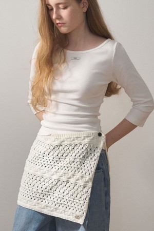 LAYRED WRAP CROCHE KNIT SKIRT 2COL