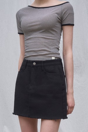 LONY NATURAL COTTON A LINE MINI SKIRT 2COL_BLACK