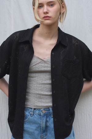 SLOE MESH KNIT HALF SHIRT 2COL_BLACK