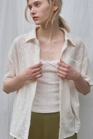 SLOE MESH KNIT HALF SHIRT 2COL_IVORY