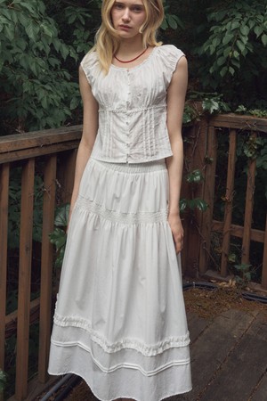 HALO LACE TIERED LONG SKIRT_IVORY