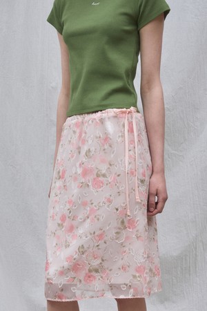 BLOOM SATIN FLOWER SKIRT_PINK